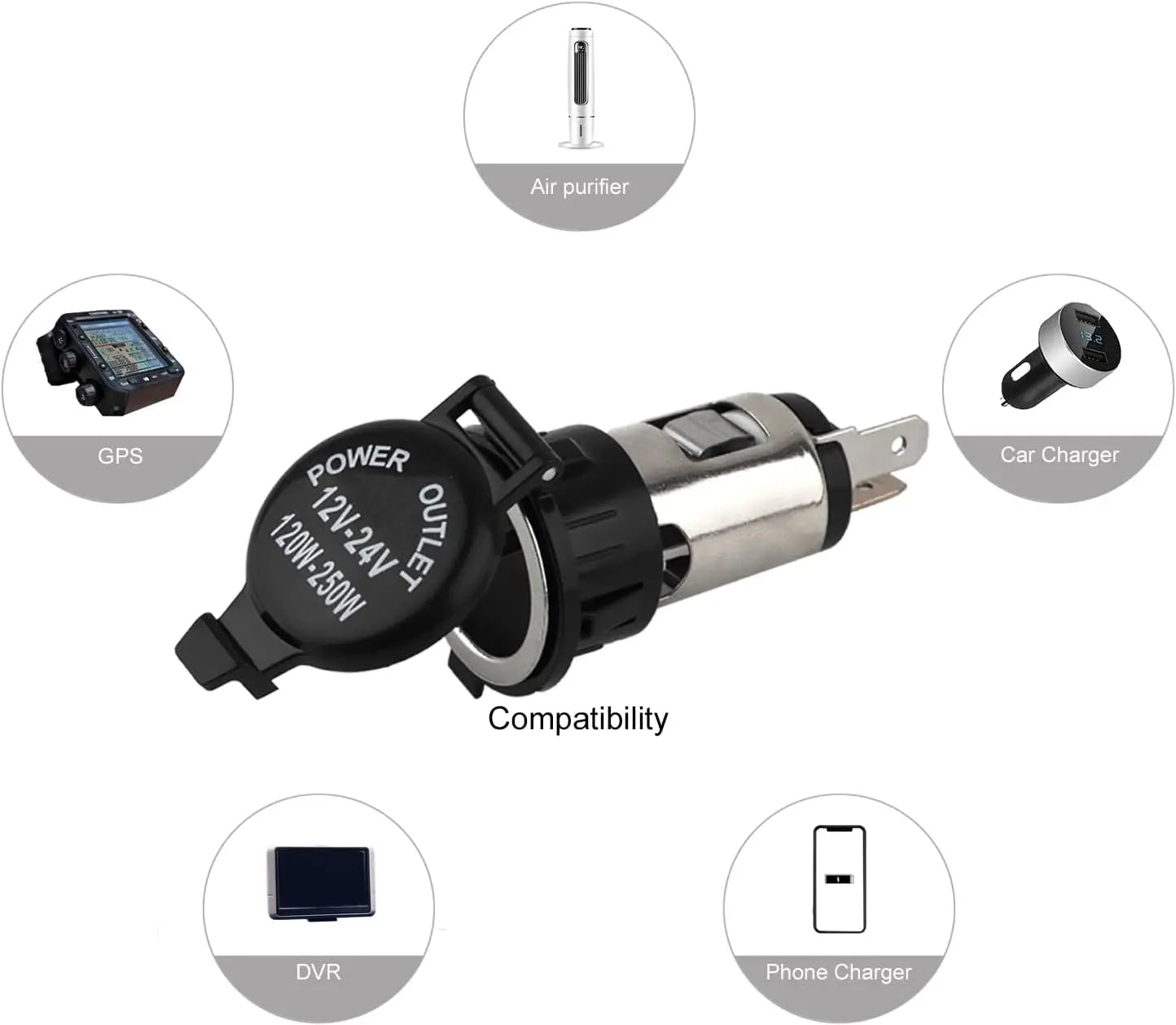 Cigarette Lighter Socket DC 12V Car Cigarette Lighter Female Power Outlet Socket Replacement Waterproof for Automotive Truck RV