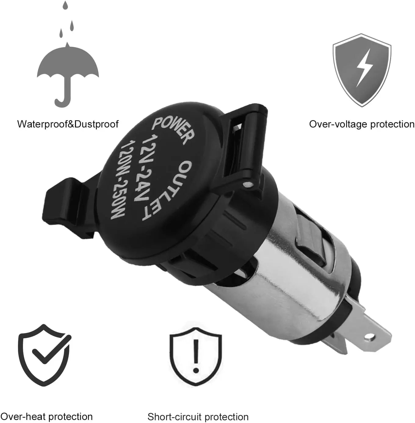 Cigarette Lighter Socket DC 12V Car Cigarette Lighter Female Power Outlet Socket Replacement Waterproof for Automotive Truck RV