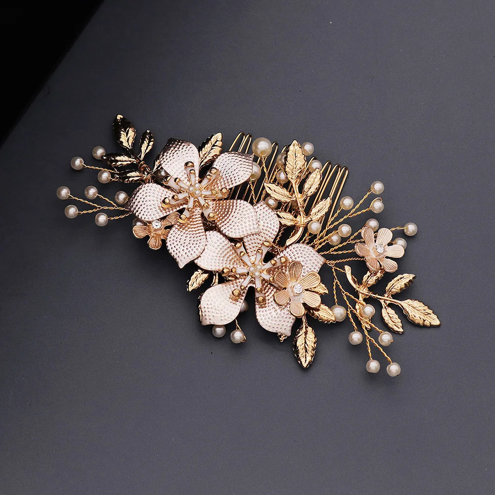 Hair Comb Luxury Metal Side Hair Clips Bridal Plate Hair Headdress Jewellery