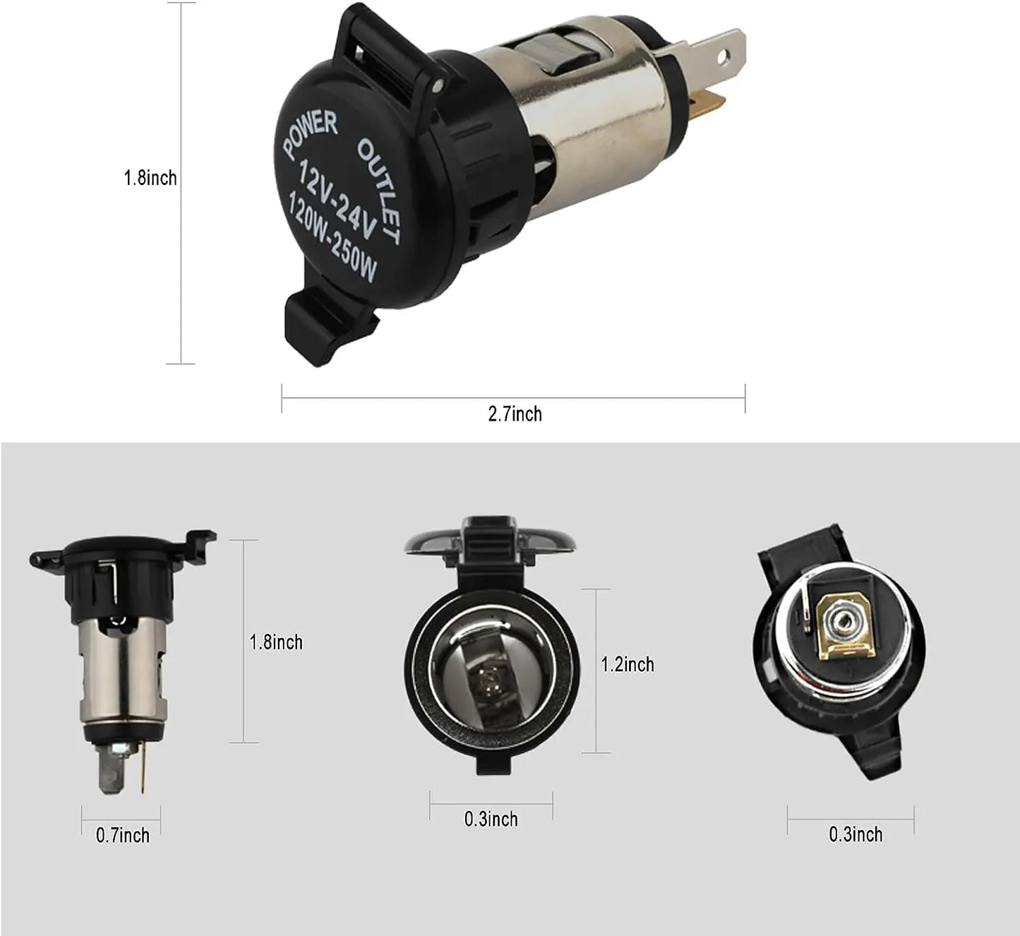 Cigarette Lighter Socket DC 12V Car Cigarette Lighter Female Power Outlet Socket Replacement Waterproof for Automotive Truck RV