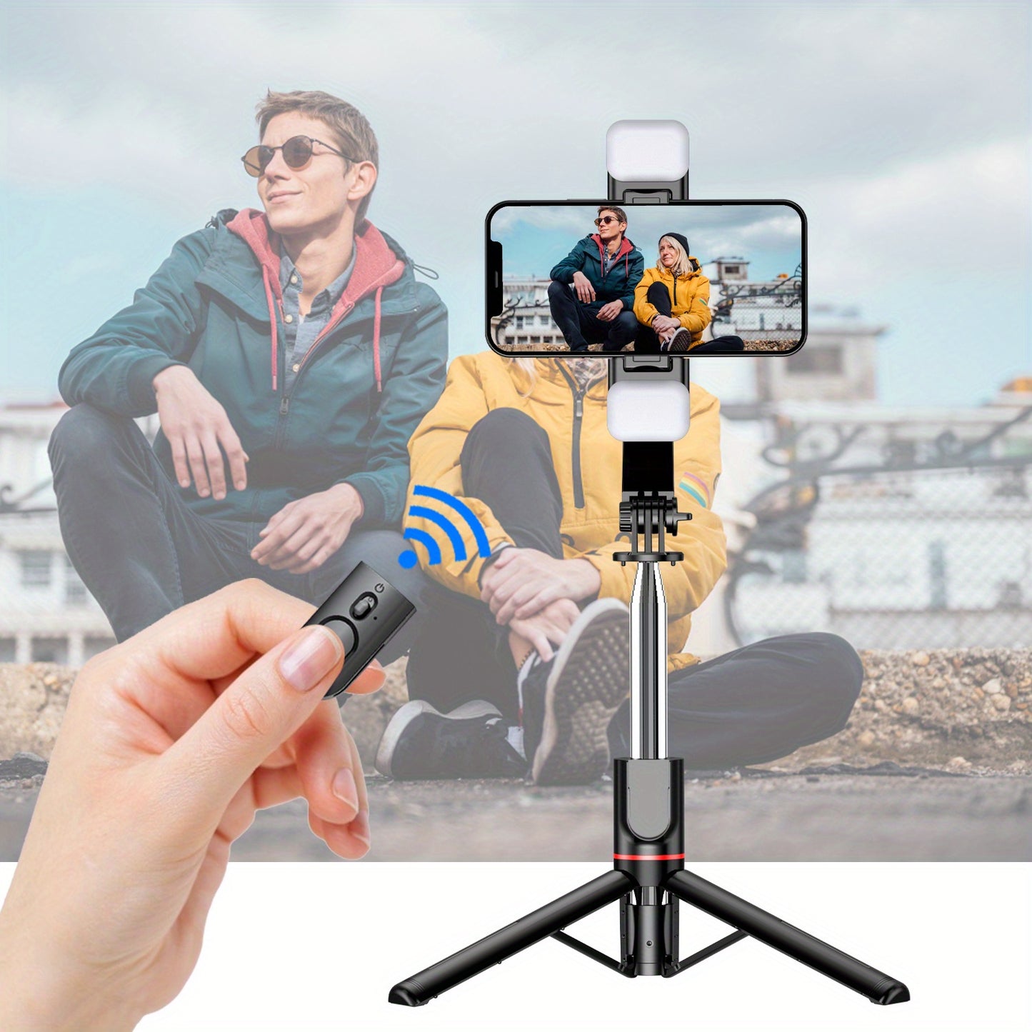 1pc Selfie Stick With Two Fill Light, Selfie Stick With Upgraded Tripod, Extra Long 45 Inch Flexible Phone Tripod With Detachable Remote Compatible With IPhone 14/14 Pro/13/13 Pro/12/12 Pro/11/11 Pro/XS Max/XS/XR/X/8/7 And An