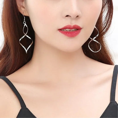 Fashion Simple Spiral Drop Earrings For Women Long Curved Wave Dangle Brincos Statement Wedding Party Jewelry Wholesale