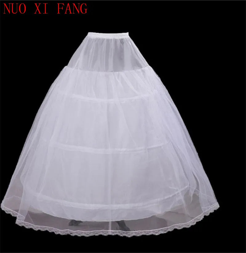 NUOXIFANG White 3 Hoops 1 Layer Of Yarn With Lace Petticoat Crinoline Slip Underskirt For Wedding Dress Bridal Gown 2020