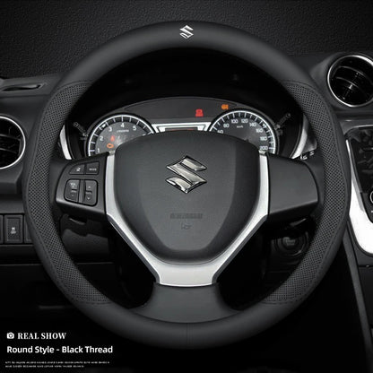 Car Leather Steering Wheel Cover Anti-slip Accessories For Suzuki Swift Jimny Baleno SX4 Ignis Vitara Alto Splash Samurai Kaiser