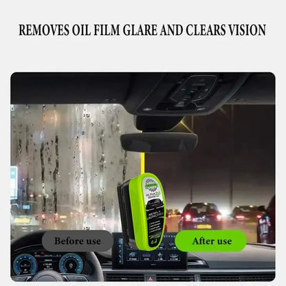 Car Glass Oil Film Remover Automotive Car Glass Sponge Cleaning Brush Front Inside Windshield Glass Oil Film Cleaning Agent