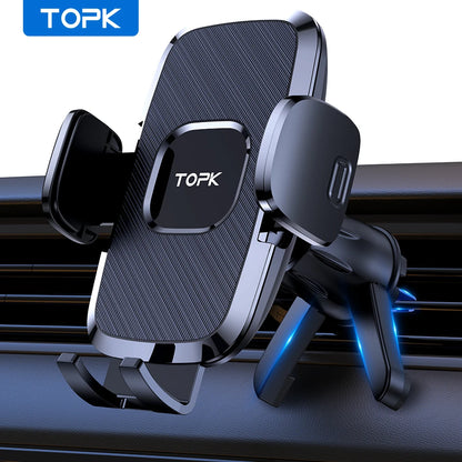 TOPK Car Phone Holder Air Vent Car Phone Mount Upgrade Hook Clip Gravity,Aluminum Car Cradle for iPhone 15 14 13 12 11 Pro Max