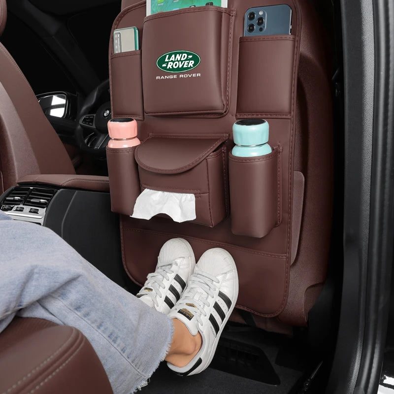 Car Seat Organizer Seat Back Storage Bag Rear Antikick Pad For Land Rover Range Rover Defender Discovery Evoque Velar Freelander