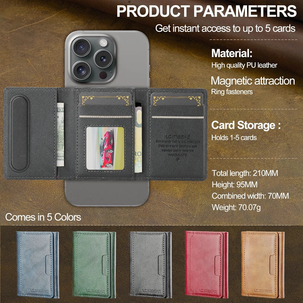2 in 1 Magnetic Wallet Leather Case For iPhone 16 Pro Max 15 Plus Magsafe Phone Cover Fold Cards bag Kickstand