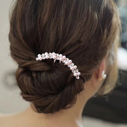 Luxury Pearl Hair Combs Women Elegant Zircon Hairpin Clips Crystal Bun Wedding Bridal Hairclaw Rhinestone Jewelry Accessories