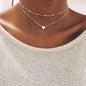 LATS Simple Pearl Choker Necklaces for Women Fashion Double Layer Chain Small Love Heart Pendant Necklace Jewelry Gift Wholesale