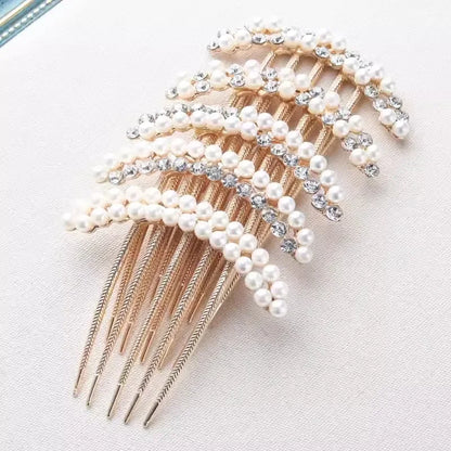 Elegant Pearl Hair Combs Hairpin for Women Luxury Crystal Bun