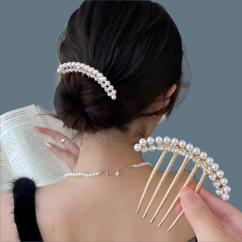 Luxury Pearl Hair Combs Women Elegant Zircon Hairpin Clips Crystal Bun Wedding Bridal Hairclaw Rhinestone Jewelry Accessories