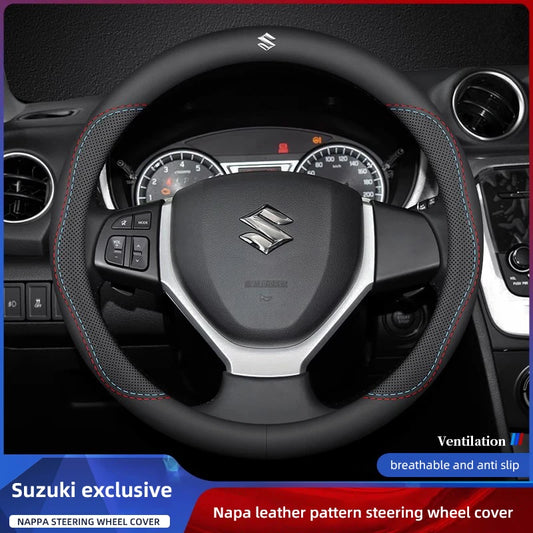 Car Leather Steering Wheel Cover Anti-slip Accessories For Suzuki Swift Jimny Baleno SX4 Ignis Vitara Alto Splash Samurai Kaiser