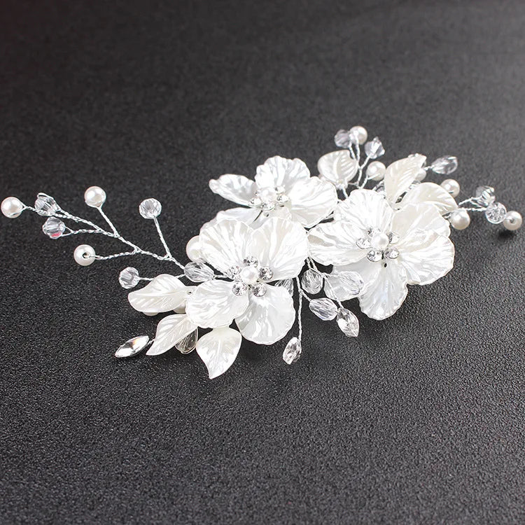 White Peal Flower Bridal Hair Clip