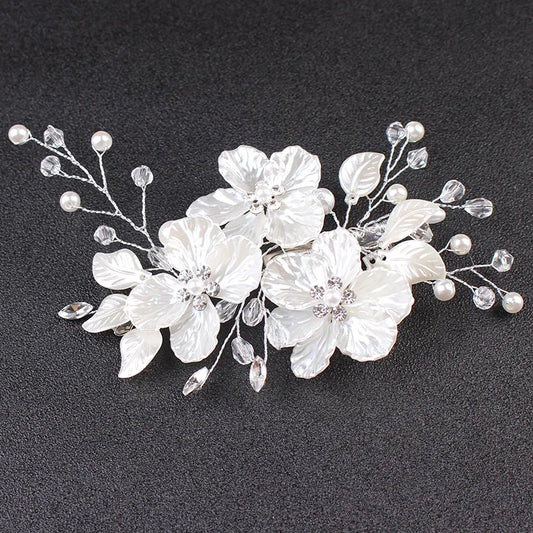 White Peal Flower Bridal Hair Clip