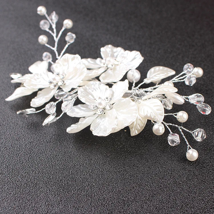 White Peal Flower Bridal Hair Clip