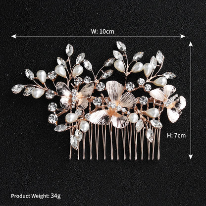 Hair Comb Luxury Metal Side Hair Clips Bridal Plate Hair Headdress Jewellery