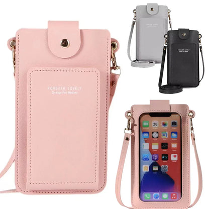 Women Mobile Phone Bag Fashion Touch Screen Shoulder Phone Bag Crossbody Bags Leather Mobile Wallet Bags IPhone 7 8/Huawei P20