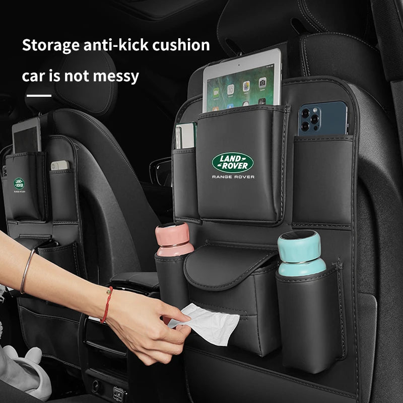 Car Seat Organizer Seat Back Storage Bag Rear Antikick Pad For Land Rover Range Rover Defender Discovery Evoque Velar Freelander