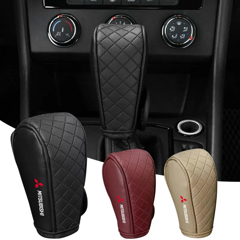 Car Shift Handle Cover Leather Universal Non-Slip Wear-resistant Shift Knob For Mitsubishi lancer asx outlander pajero l200
