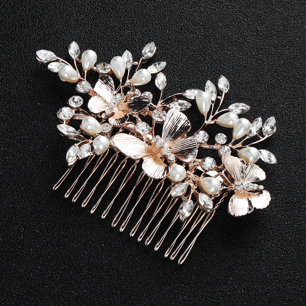 Hair Comb Luxury Metal Side Hair Clips Bridal Plate Hair Headdress Jewellery