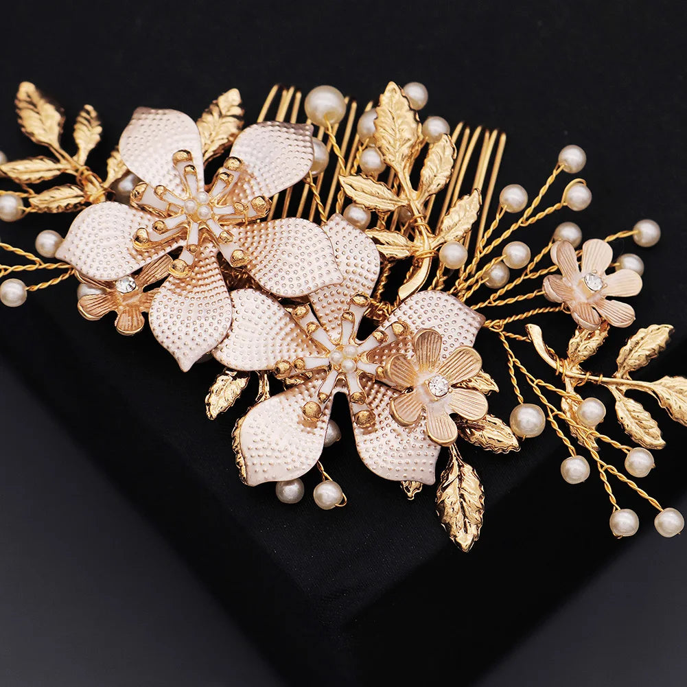 Hair Comb Luxury Metal Side Hair Clips Bridal Plate Hair Headdress Jewellery