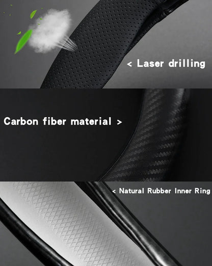 Universal Car Steering Wheel Cover Carbon Fiber Leather Three-dimensional Anti Slip, Timple And Fashionable Car Accessories
