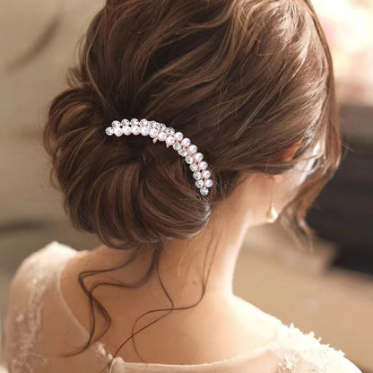 Luxury Pearl Hair Combs Women Elegant Zircon Hairpin Clips Crystal Bun Wedding Bridal Hairclaw Rhinestone Jewelry Accessories