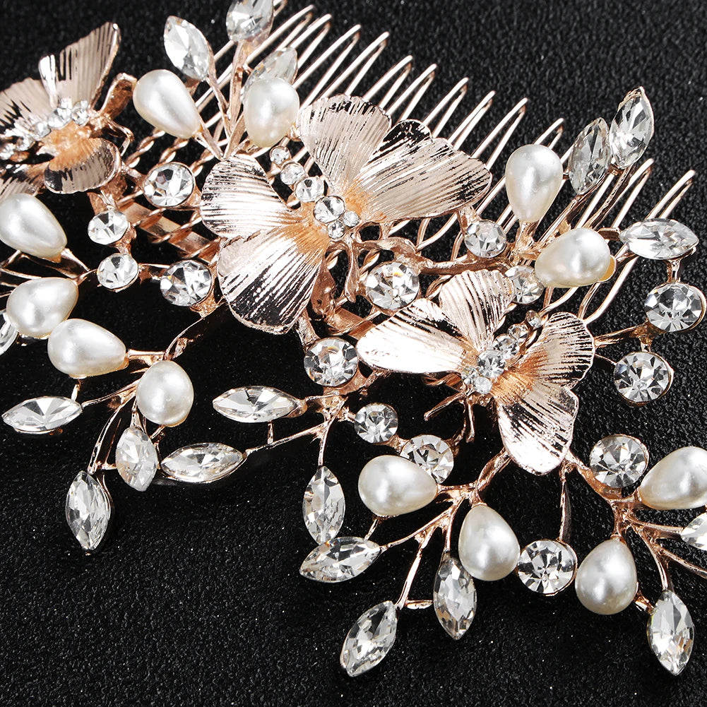 Hair Comb Luxury Metal Side Hair Clips Bridal Plate Hair Headdress Jewellery