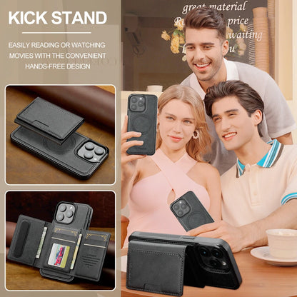 2 in 1 Magnetic Wallet Leather Case For iPhone 16 Pro Max 15 Plus Magsafe Phone Cover Fold Cards bag Kickstand
