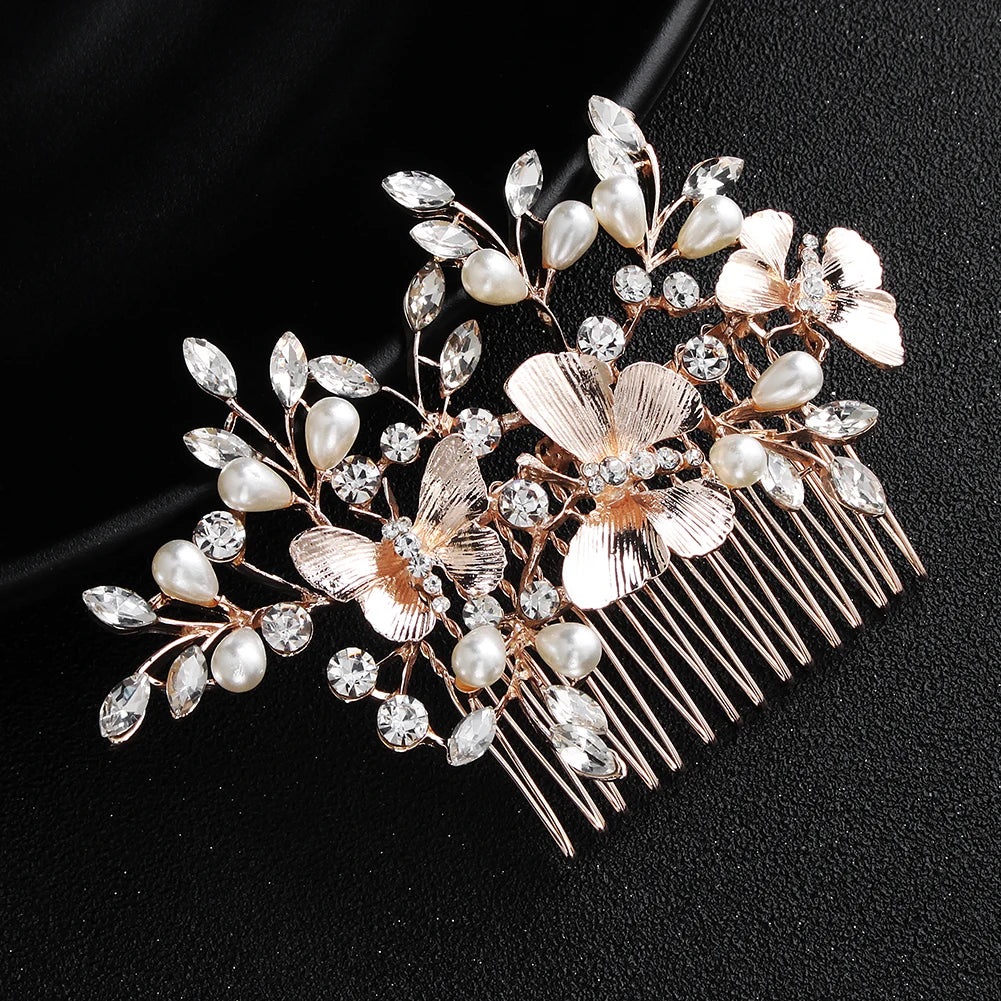 Hair Comb Luxury Metal Side Hair Clips Bridal Plate Hair Headdress Jewellery