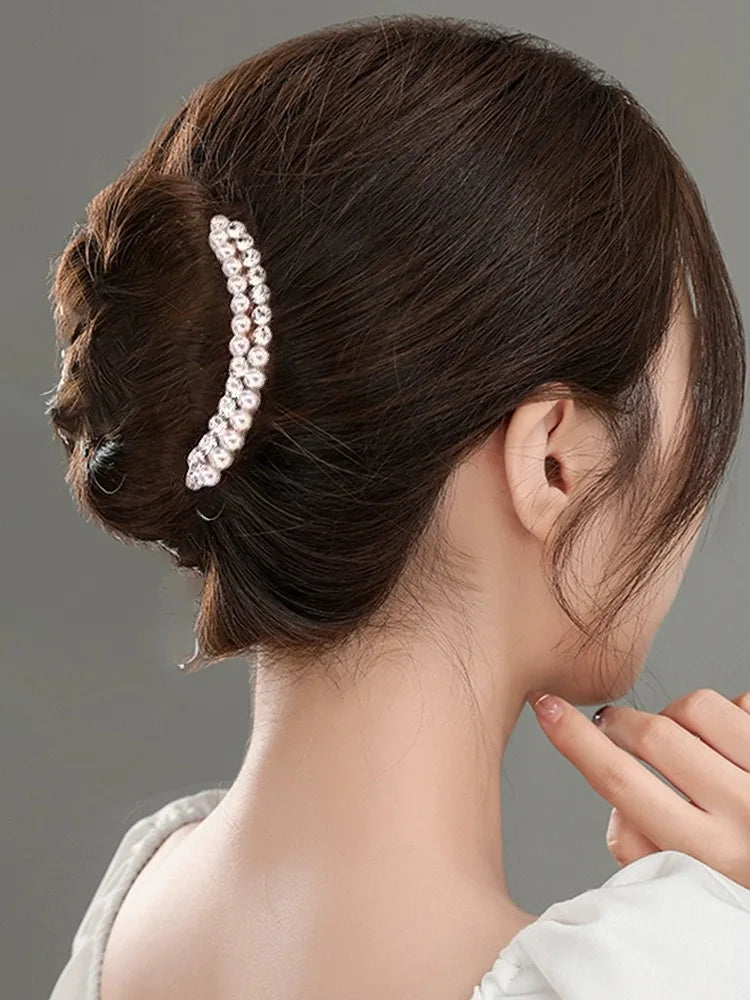 Luxury Pearl Hair Combs Women Elegant Zircon Hairpin Clips Crystal Bun Wedding Bridal Hairclaw Rhinestone Jewelry Accessories