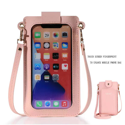 Women Mobile Phone Bag Fashion Touch Screen Shoulder Phone Bag Crossbody Bags Leather Mobile Wallet Bags IPhone 7 8/Huawei P20