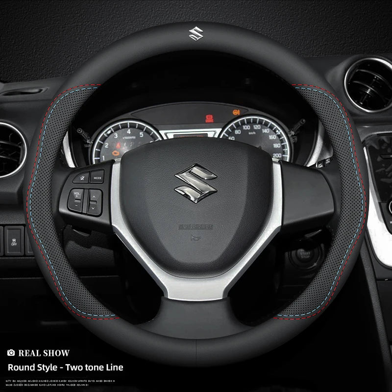 Car Leather Steering Wheel Cover Anti-slip Accessories For Suzuki Swift Jimny Baleno SX4 Ignis Vitara Alto Splash Samurai Kaiser