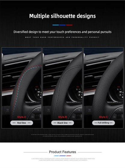 Car Leather Steering Wheel Cover Anti-slip Accessories For Suzuki Swift Jimny Baleno SX4 Ignis Vitara Alto Splash Samurai Kaiser