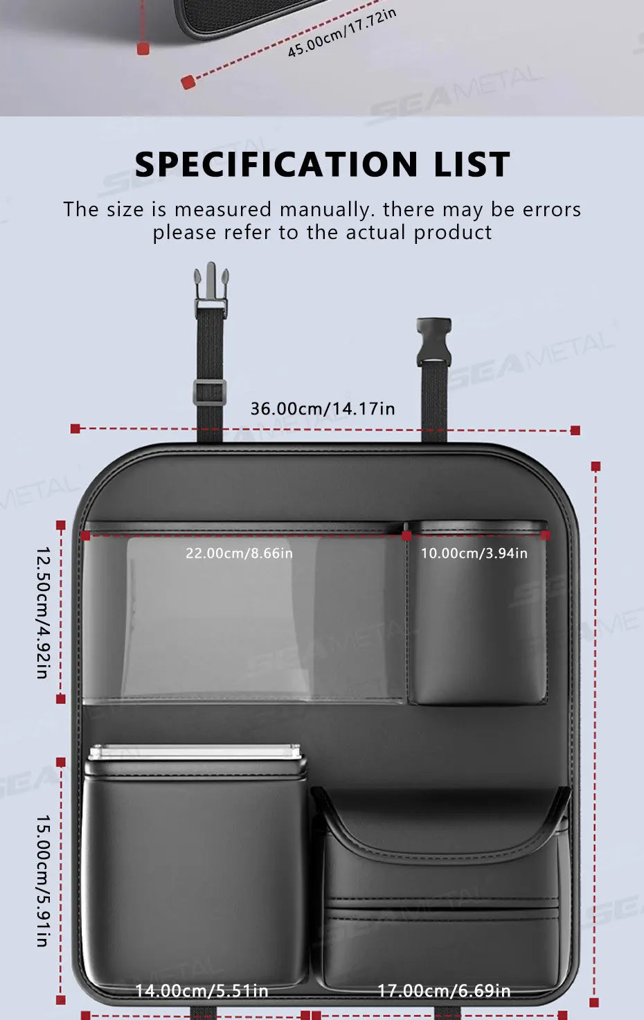 Car Seat Back Storage Bag Large Capacity Multi-Pocket Backseat Organizer