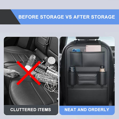 All in one Car Seat Back Storage Bag Upgraded 6-Pocket Car Organizer