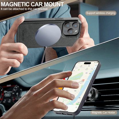 2 in 1 Magnetic Wallet Leather Case For iPhone 16 Pro Max 15 Plus Magsafe Phone Cover Fold Cards bag Kickstand