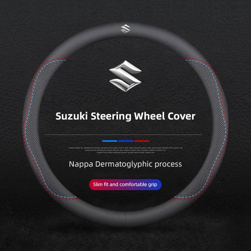 Car Leather Steering Wheel Cover Anti-slip Accessories For Suzuki Swift Jimny Baleno SX4 Ignis Vitara Alto Splash Samurai Kaiser