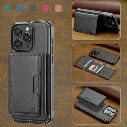 2 in 1 Magnetic Wallet Leather Case For iPhone 16 Pro Max 15 Plus Magsafe Phone Cover Fold Cards bag Kickstand