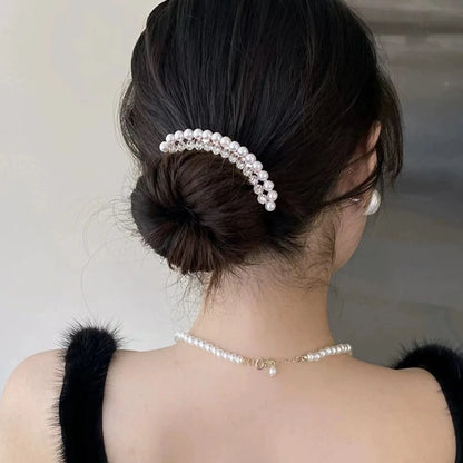 Luxury Pearl Hair Combs Women Elegant Zircon Hairpin Clips Crystal Bun Wedding Bridal Hairclaw Rhinestone Jewelry Accessories