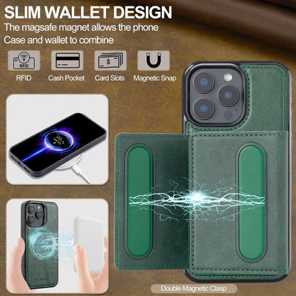 2 in 1 Magnetic Wallet Leather Case For iPhone 16 Pro Max 15 Plus Magsafe Phone Cover Fold Cards bag Kickstand
