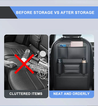 All in one Car Seat Back Storage Bag Upgraded 6-Pocket Car Organizer