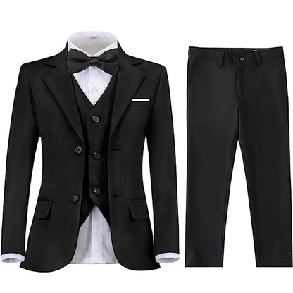 Boys Black Navy Suits Slim Fit Dress Clothes Ring Bearer Outfit Children Wedding Party Performance Costume Kids Blazer Pants