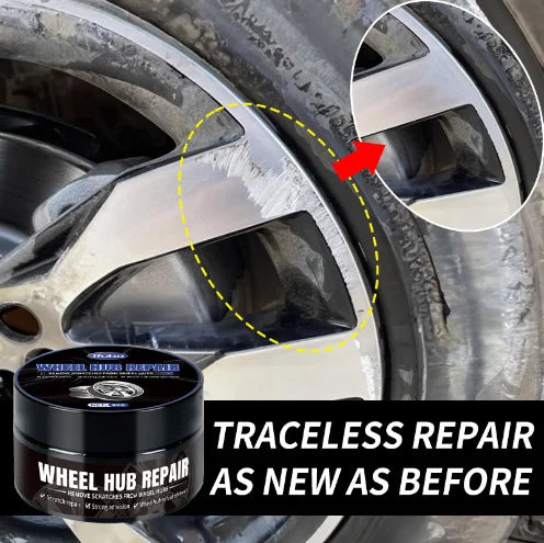 Car wheel hub refurbishment, alloy plastic cleaning and refurbishment agent, scratch reduction, polishing, brightening