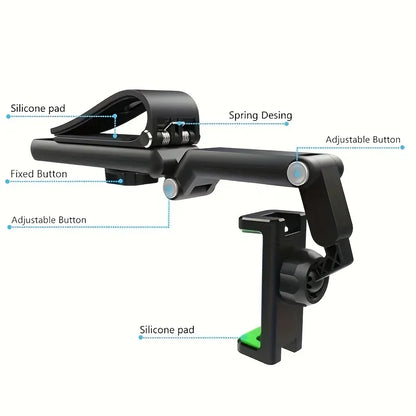 1pc Car Phone Holder, Multifunctional 360 Degree Rotating Rearview Mirror, Seat Clip Holder, 4.0-6.1 Inch Mobile GPS Holder