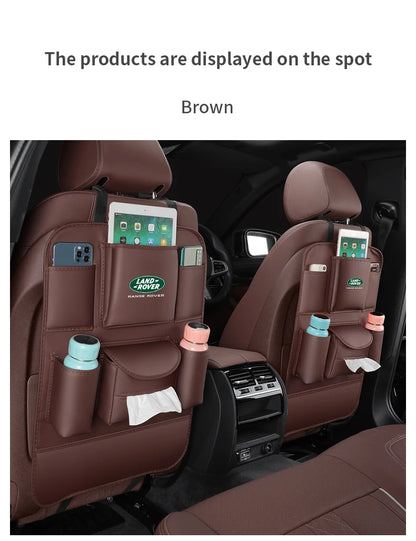 Car Seat Organizer Seat Back Storage Bag Rear Antikick Pad For Land Rover Range Rover Defender Discovery Evoque Velar Freelander