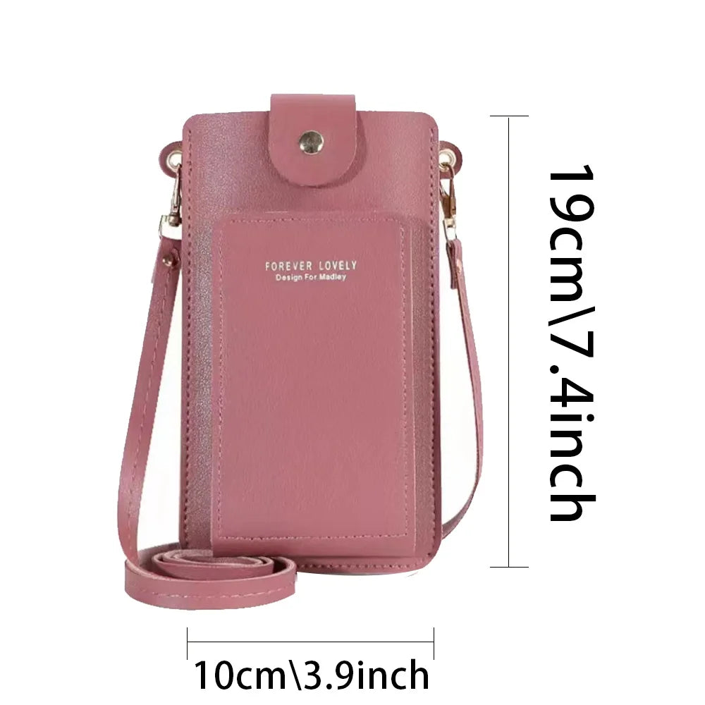 Women Mobile Phone Bag Fashion Touch Screen Shoulder Phone Bag Crossbody Bags Leather Mobile Wallet Bags IPhone 7 8/Huawei P20