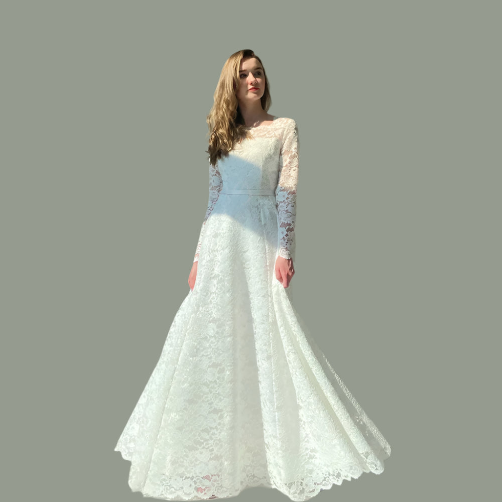 2025 Luxurious A Line Wedding Dresses For Women Fascinating Appliques Lace Bride Gowns O Neck Long Sleeve Vestidos Novias Boda