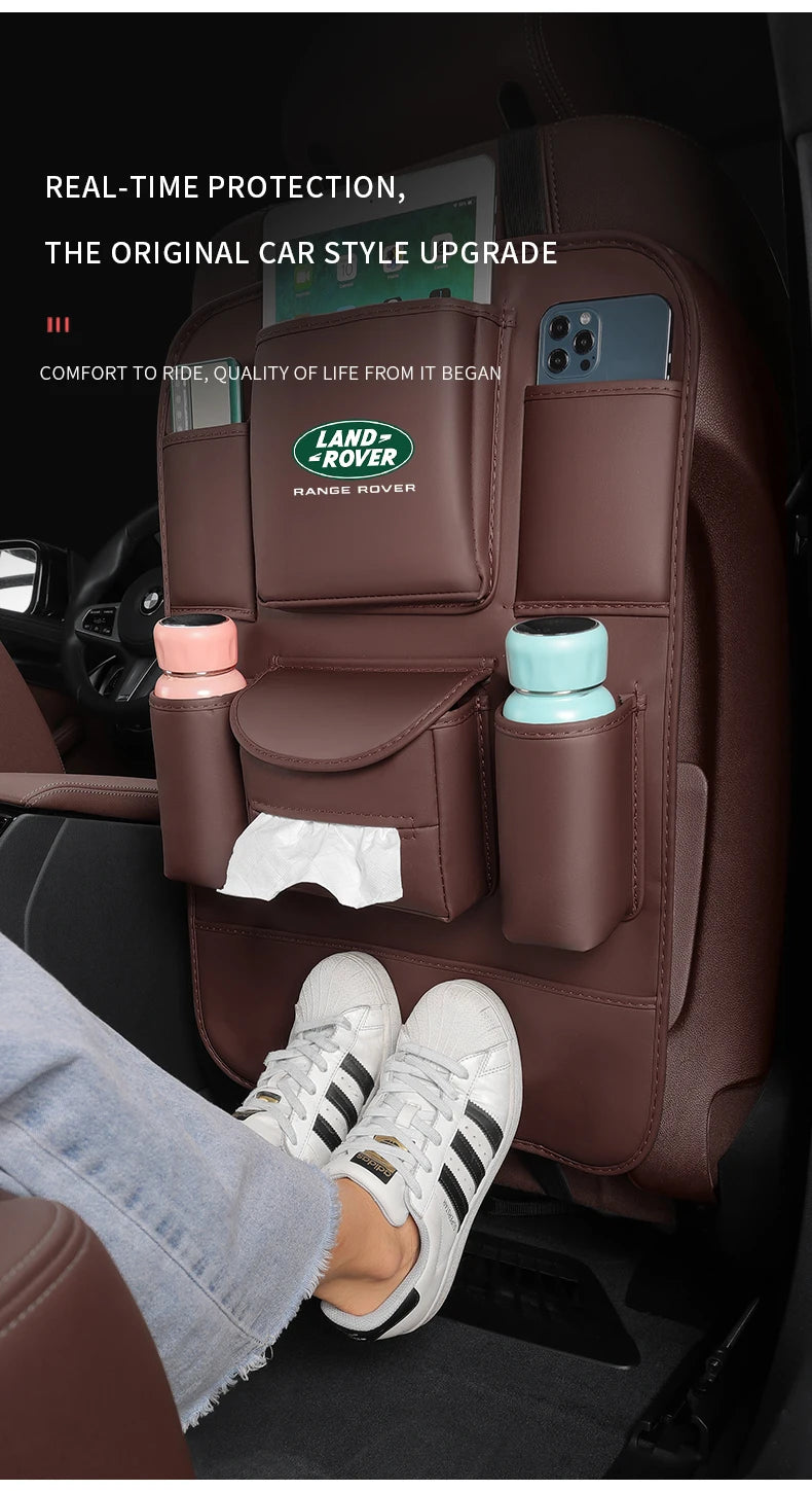 Car Seat Organizer Seat Back Storage Bag Rear Antikick Pad For Land Rover Range Rover Defender Discovery Evoque Velar Freelander